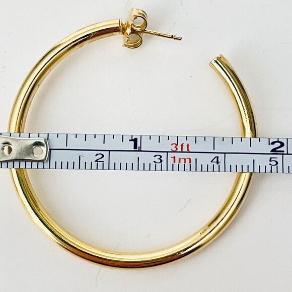 NWT Gorgeous Mia Fiore 18”D Hoops 18kt Gold Pleated Bronze Hoop earrings - Picture 10 of 12